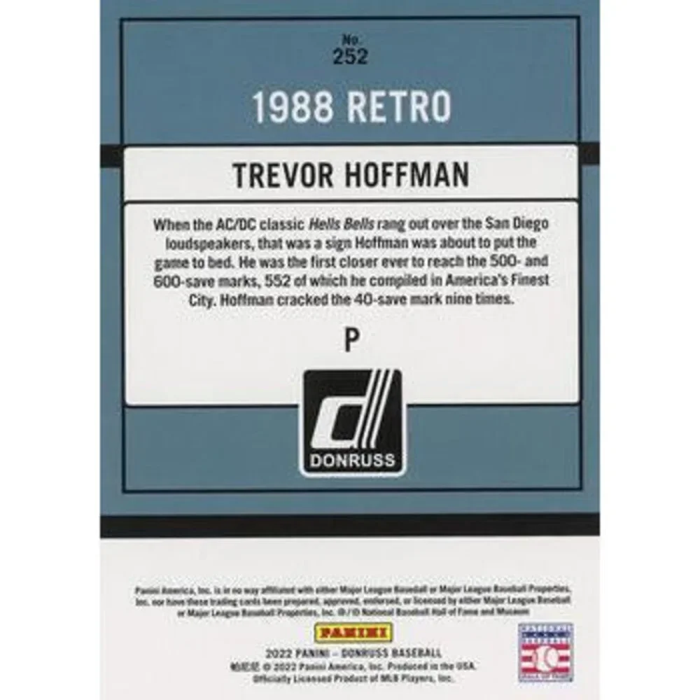 2022 Panini Donruss Yellow Retro 1988 Trevor Hoffman #252 San Diego Padres